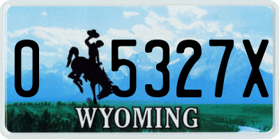 WY license plate 05327X