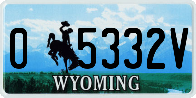 WY license plate 05332V
