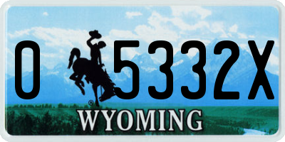 WY license plate 05332X