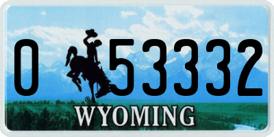 WY license plate 053332