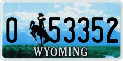 WY license plate 053352