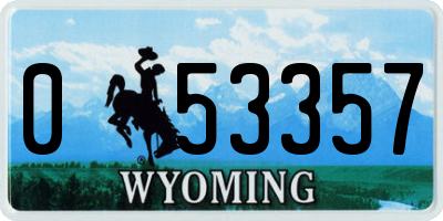 WY license plate 053357