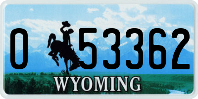 WY license plate 053362