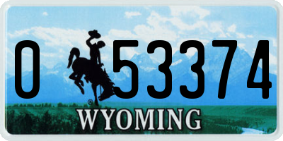 WY license plate 053374