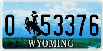WY license plate 053376