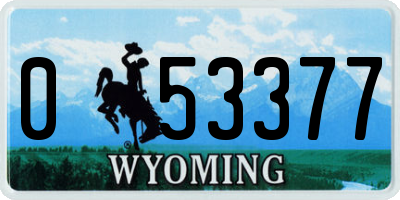 WY license plate 053377