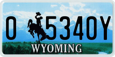 WY license plate 05340Y