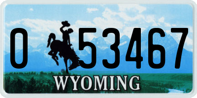 WY license plate 053467