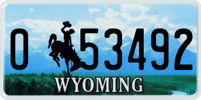WY license plate 053492