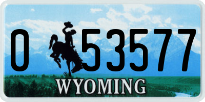 WY license plate 053577