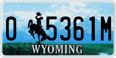 WY license plate 05361M