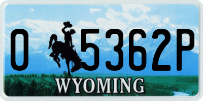 WY license plate 05362P