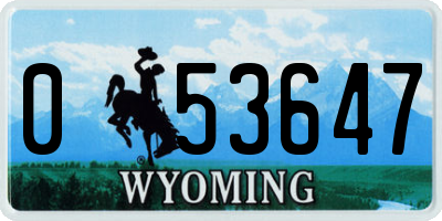 WY license plate 053647