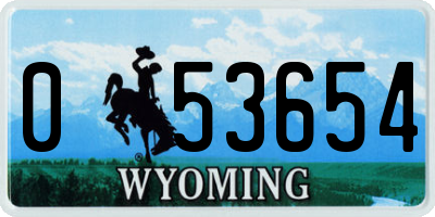 WY license plate 053654