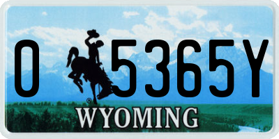WY license plate 05365Y