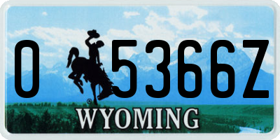 WY license plate 05366Z