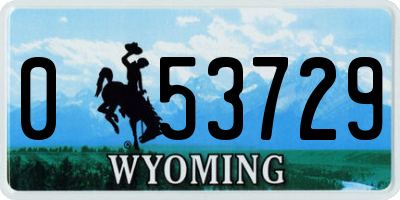 WY license plate 053729