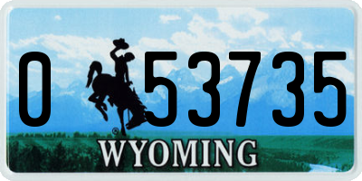WY license plate 053735