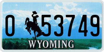 WY license plate 053749