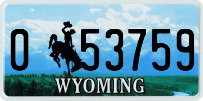 WY license plate 053759