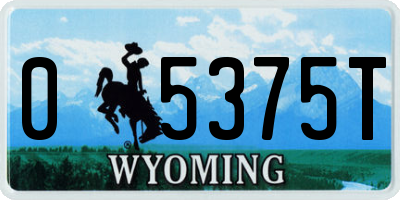 WY license plate 05375T