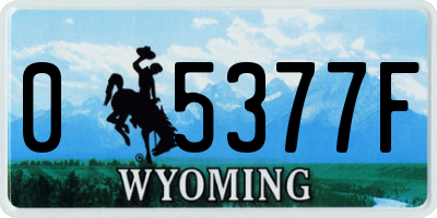 WY license plate 05377F