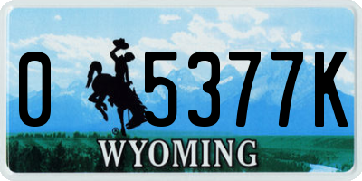WY license plate 05377K