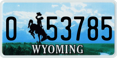 WY license plate 053785