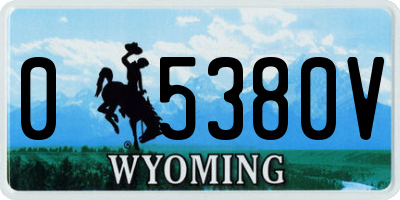 WY license plate 05380V