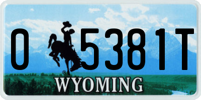 WY license plate 05381T