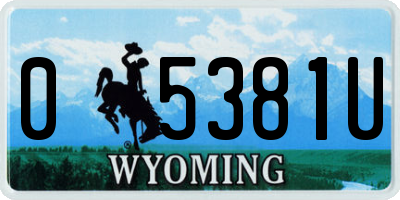 WY license plate 05381U