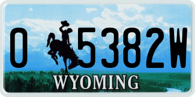 WY license plate 05382W