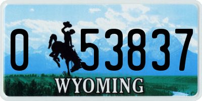 WY license plate 053837