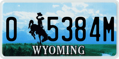 WY license plate 05384M