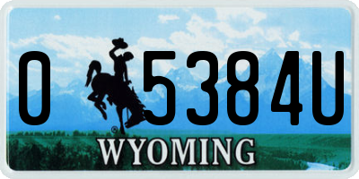 WY license plate 05384U