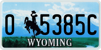 WY license plate 05385C
