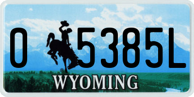 WY license plate 05385L