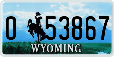 WY license plate 053867