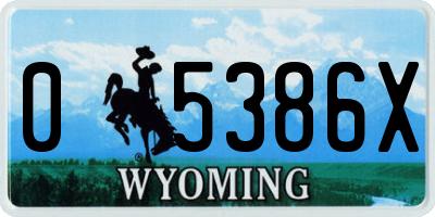 WY license plate 05386X