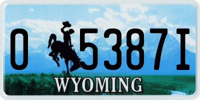 WY license plate 05387I