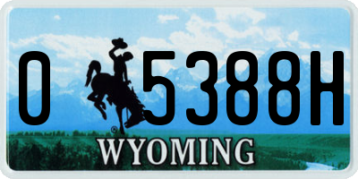 WY license plate 05388H