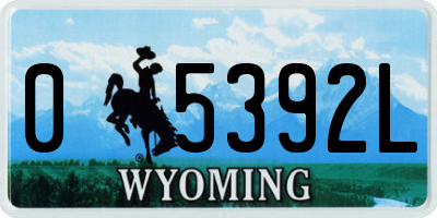 WY license plate 05392L