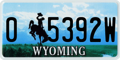 WY license plate 05392W