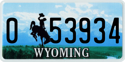 WY license plate 053934