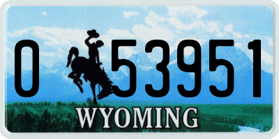 WY license plate 053951