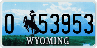 WY license plate 053953