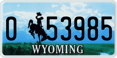 WY license plate 053985