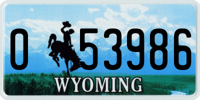 WY license plate 053986