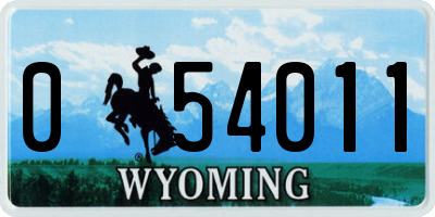 WY license plate 054011