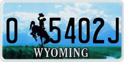 WY license plate 05402J